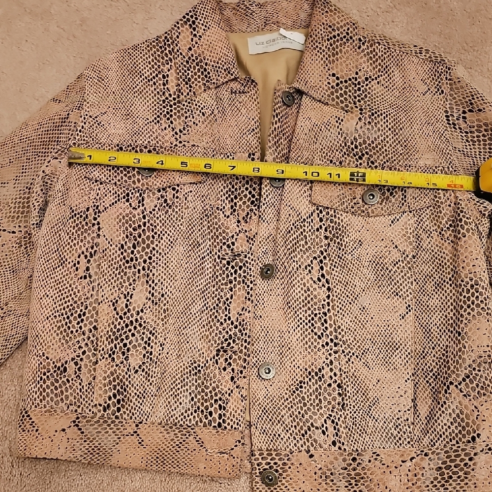 Liz Claiborne Tan Snake Print Jean Jacket - Picture 11 of 14